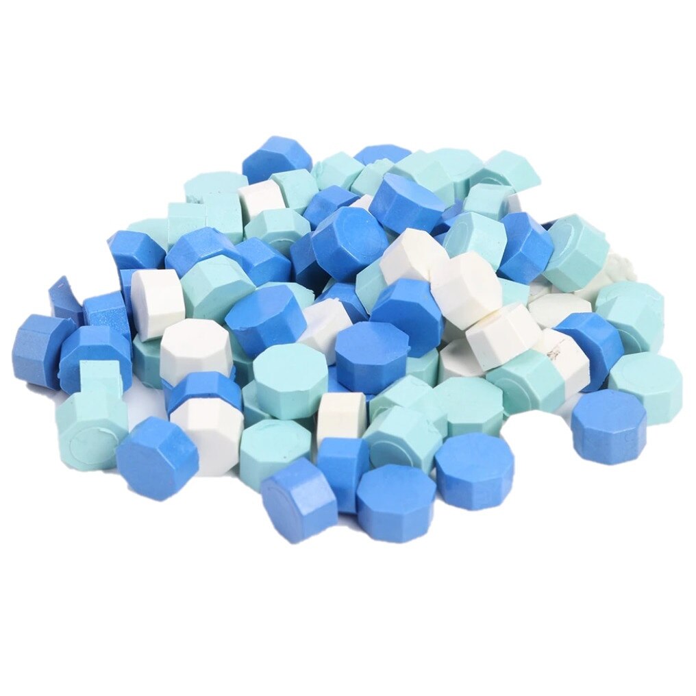 Set Ceara Alb Albastru Sky blue pastelat pentru sigilii invitatie nunta botez - Multicolor - 100 buc/pachet